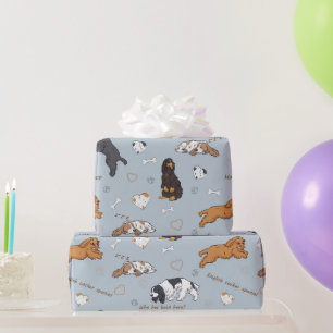 Papier Cadeau Chiens mignons espaniels motif