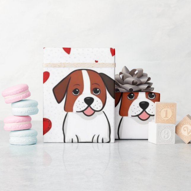 Papier Cadeau Chiens rouges de la Saint Valentin coeurs Envelopp (Baby Shower)