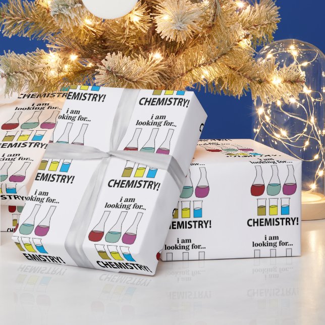 Papier Cadeau Chimie Drôle Je cherche la chimie (Vacances)