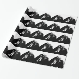Papier Cadeau Chimpanzé noir et blanc