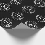 Papier Cadeau Chine Anniversaire traditionnel des mariages 20 an<br><div class="desc">Un design pour célébrer 20 ans de mariage. Ce design a un design couleur laurier blanc (porcelaine) sur un arrière - plan noir. La Chine est le cadeau traditionnel pour cette occasion. Le texte dit que la Chine fête ses 20 ans. Un design romantique pour célébrer votre 20e année de...</div>