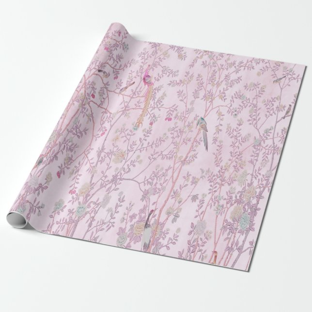 Papier Cadeau Chine rose Découpage chinois (Déroulé)