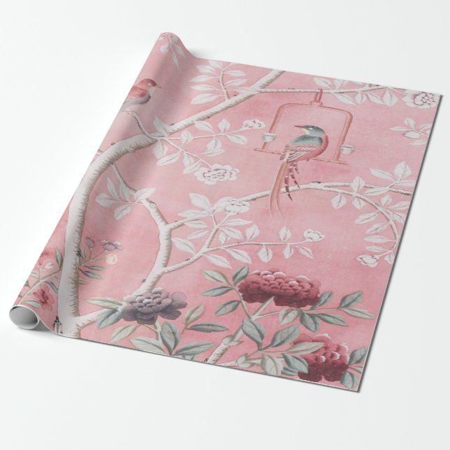 Papier Cadeau Chine rose Découpage chinois (Déroulé)