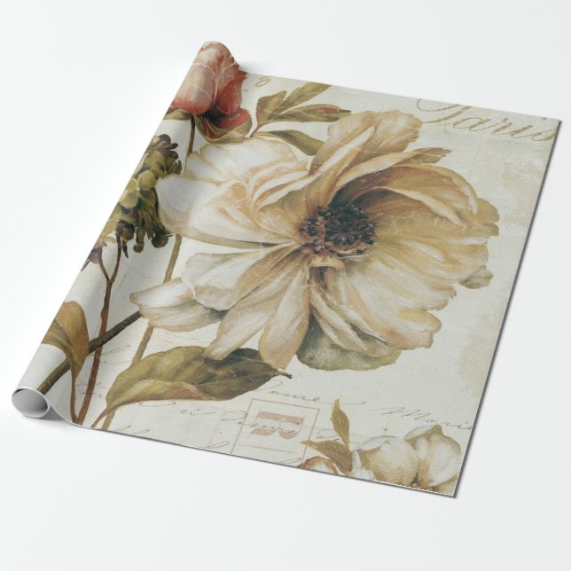 Papier Cadeau Chinois vintage Rose (Déroulé)