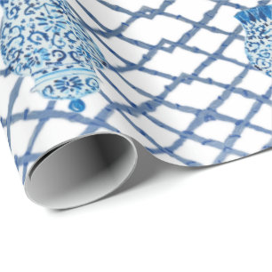 Papier Cadeau Chinoiserie Bamboo Ginger Jars Wrapper Paper