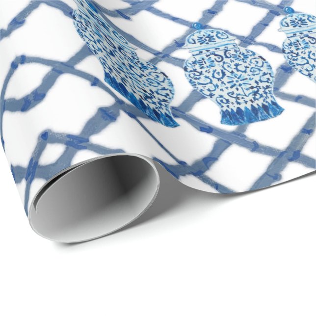 Papier Cadeau Chinoiserie Bamboo Ginger papier à envelopper (Coin rond)