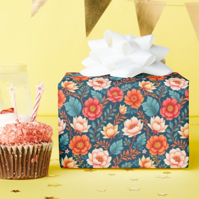 Papier Cadeau Chinoiserie Couleurs Vives (Fête d'anniversaire)