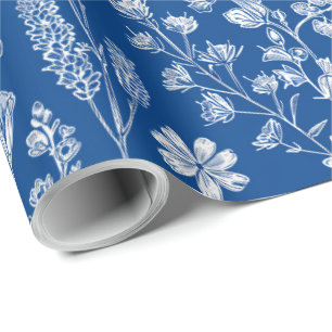 Papier Cadeau Chinoiserie découpage bleu et blanc