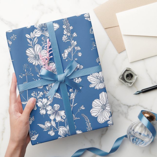 Papier Cadeau Chinoiserie Découpage Bleu et Blanc (Cadeaux)