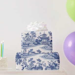 Papier Cadeau Chinoiserie vintage Paysage asiatique peinture