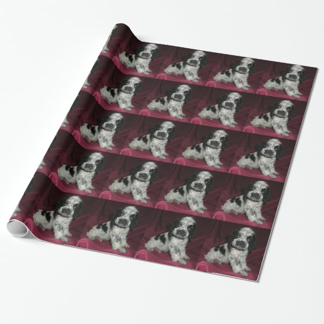 Papier Cadeau chiot américain rouan de cocker, Apollo (Déroulé)