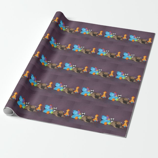 Papier Cadeau chiot bouledogue français (Déroulé)