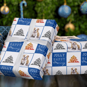Papier Cadeau Chiot Chien Animal Typographie Photo Arbre de Noël