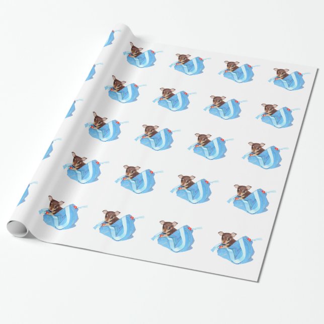 Papier Cadeau Chiot de chiwawa dans le sac de couche-culotte (Déroulé)