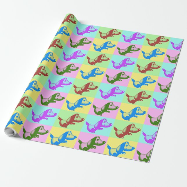 Papier Cadeau Chiot de dessin (Déroulé)