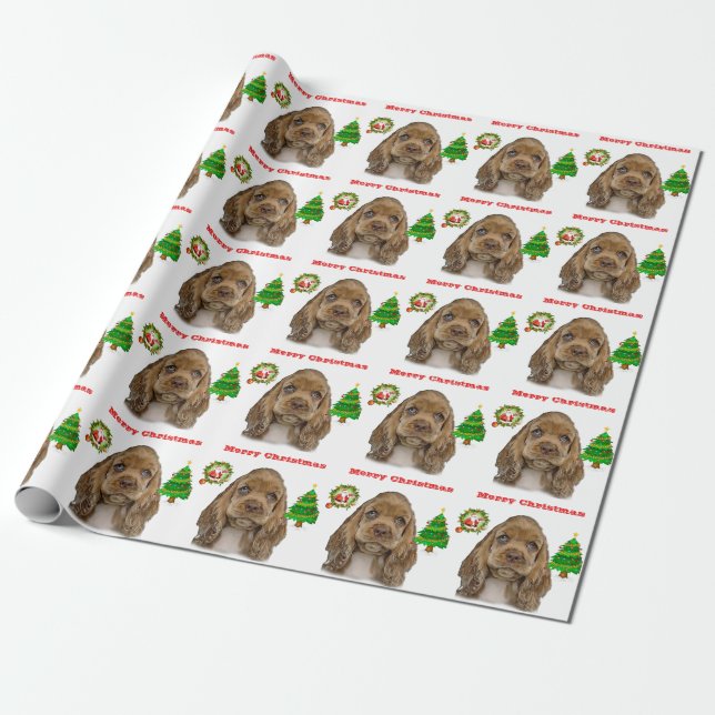 Papier Cadeau Chiot de Noël Animaux (Déroulé)