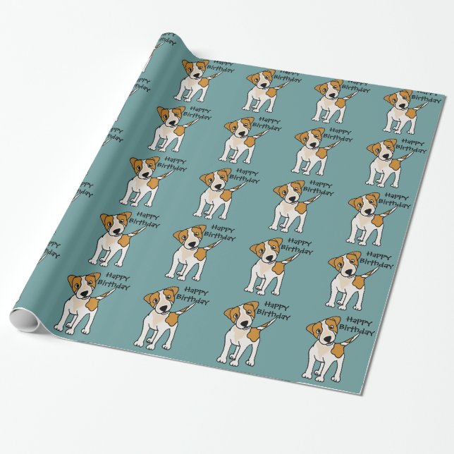 Papier Cadeau Chiot drôle de Jack Russell Terrier (Déroulé)