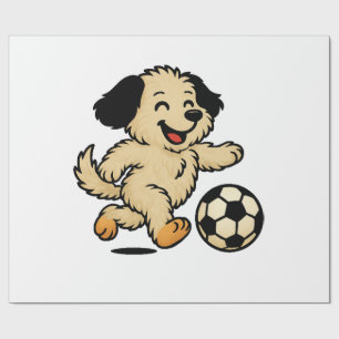 Papier Cadeau Chiot jouant au football