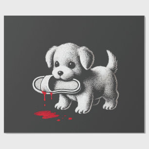 Papier Cadeau Chiot Mignon avec Chemise Pantoufle Humour Noir Am