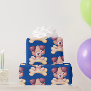 Papier Cadeau Chiot mignon avec os