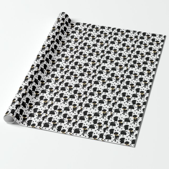 Papier Cadeau Chiots de récupération Black Labrador (Déroulé)