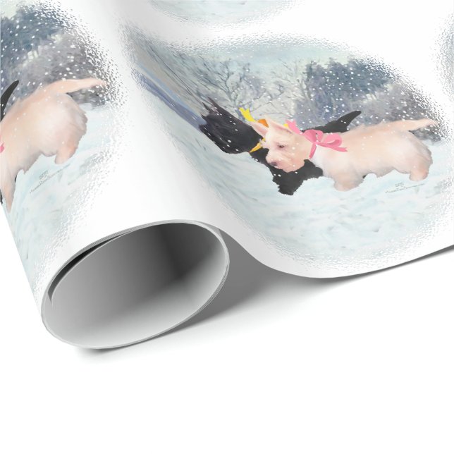 Papier Cadeau Chiots écossais (Coin rond)