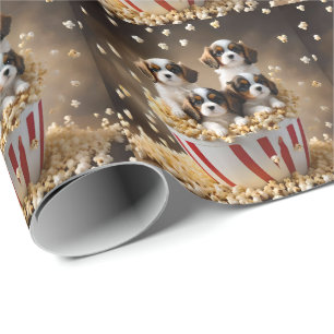 Papier Cadeau Chiots Espagnols Cavaliers De Couleur Tri,