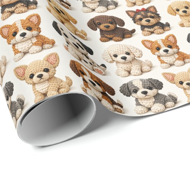 Papier Cadeau Chiots Mignons (Coin rond)