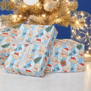 Papier Cadeau Chiots mignons maltais cadeau de Noël
