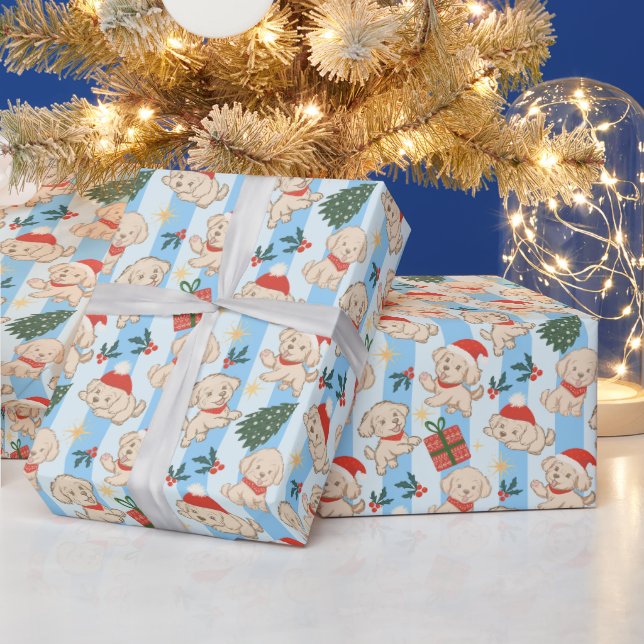 Papier Cadeau Chiots mignons maltais cadeau de Noël (Vacances)