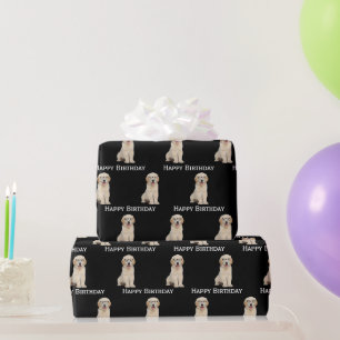 Papier Cadeau Chiots Retriever Golden Anniversaire Avec Lunettes