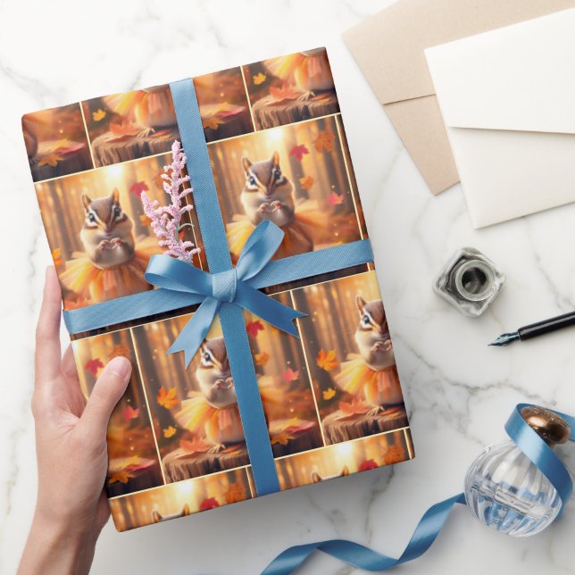 Papier Cadeau Chipmunks d'automne avec coeur (Cadeaux)