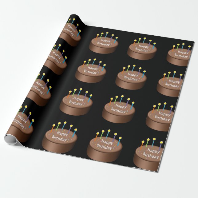 Papier Cadeau Chocolat Bougies au gâteau d'anniversaire (Déroulé)