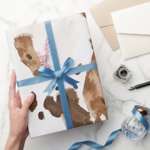 Papier Cadeau Chocolat Brown crémeux Vache Imprimer Animal Anniv