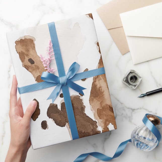 Papier Cadeau Chocolat Brown crémeux Vache Imprimer Animal Anniv (Cadeaux)