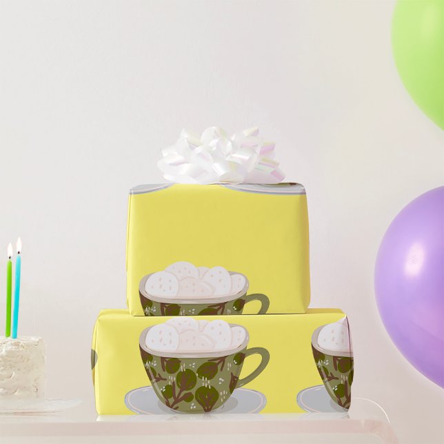 Papier Cadeau Chocolat Chaud Avec Marshmallows (Créateur téléchargé)