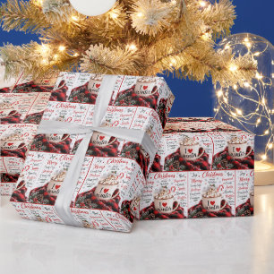 Papier Cadeau Chocolat chaud de Noël avec nuage de mots