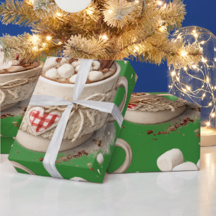 Papier Cadeau Chocolat Chaud et Guimauves