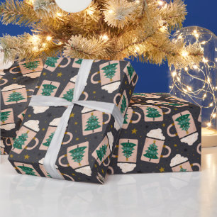 Papier Cadeau Chocolat chaud Noël Arbre vacances