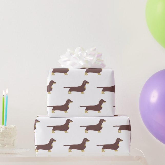 Papier Cadeau chocolat dachshund et silhouette tan (Cadeaux de fête)