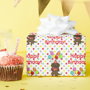 Papier Cadeau Chocolat Labrador Ballons Anniversaire