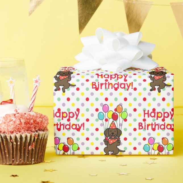 Papier Cadeau Chocolat Labrador Ballons Anniversaire (Fête d'anniversaire)