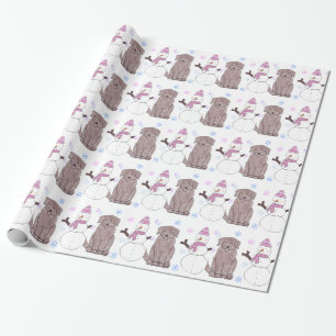 Papier Cadeau Chocolat Terre-Neuve et bonhomme de neige