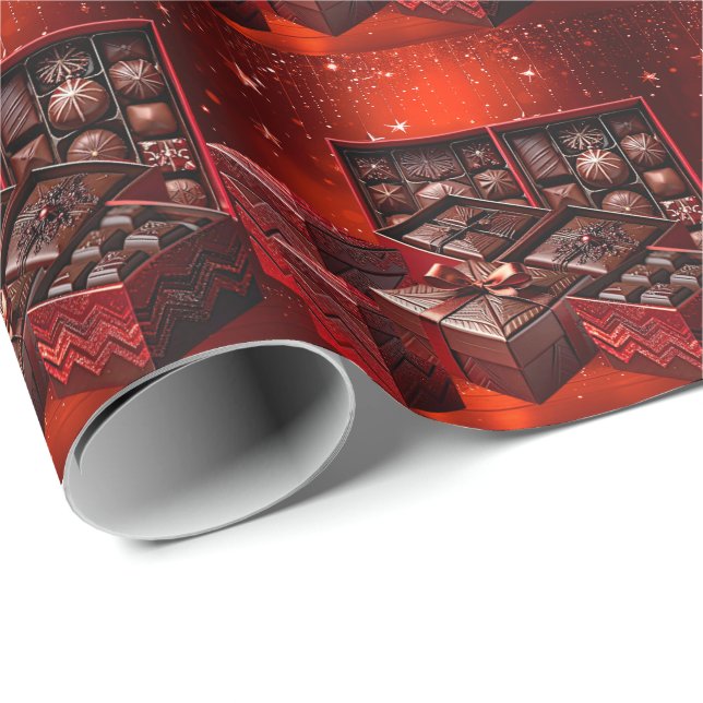 Papier Cadeau Chocolate Candy Holiday Wrapping Paper (Coin rond)