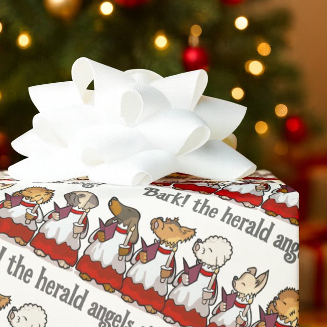 Papier Cadeau Chœur de chiens drôles Bark! Pun de dessin animé d (Créateur téléchargé)