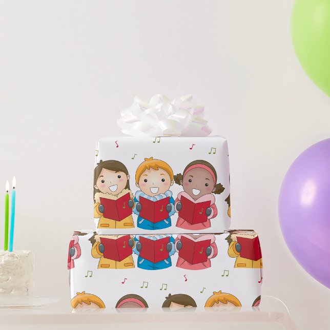 Papier Cadeau Chorale de Noël d'Enfants Chanteurs de Cantiques F (Créateur téléchargé)