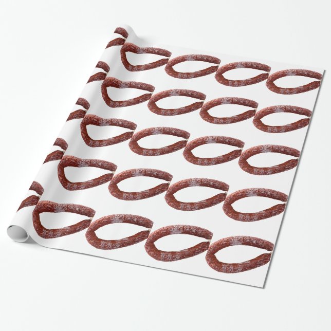 Papier Cadeau Chorizo saucisse isolée comme coupée (Déroulé)