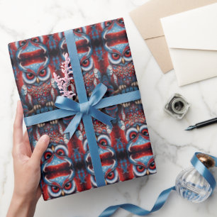 Papier Cadeau Chouette cosmique de sagesse