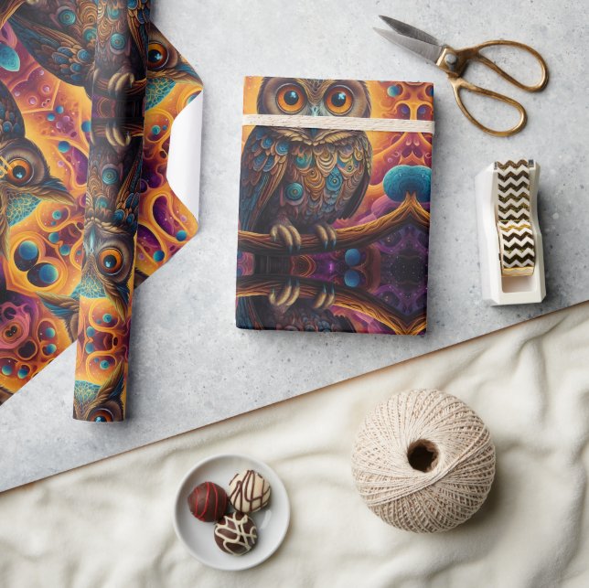 Papier Cadeau Chouette cosmique de sagesse (Artisanat)