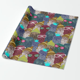 Papier Cadeau Chouette dans la couronne